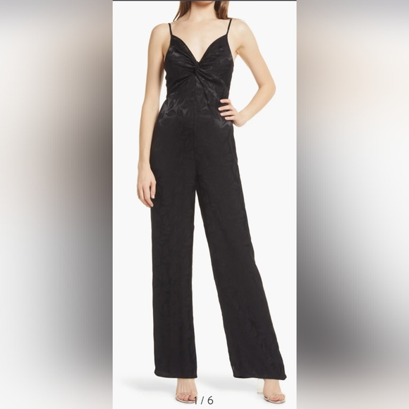NSR Pants - NSR Molli Jacquard Black Sleveless Jumpsuit Size Medium NWT